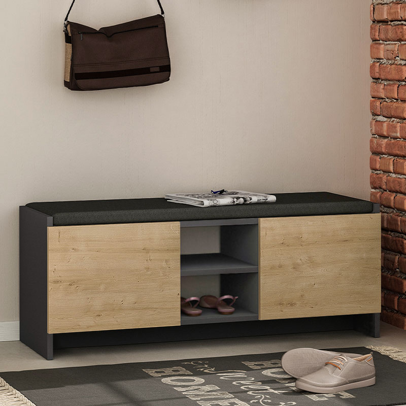 Παπουτσοθήκη Θάσος 96 χρώμα ανθρακί - sapphire oak 110x37x43εκ.