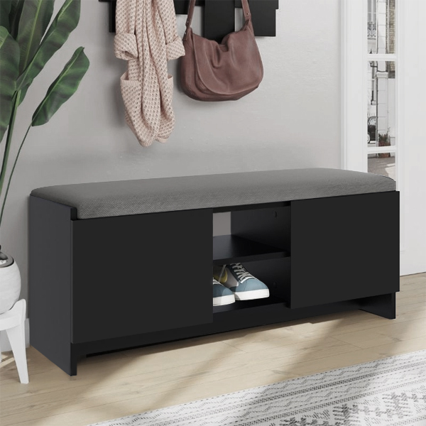 Παπουτσοθήκη Zulla χρώμα μαύρο 110x37x43εκ.