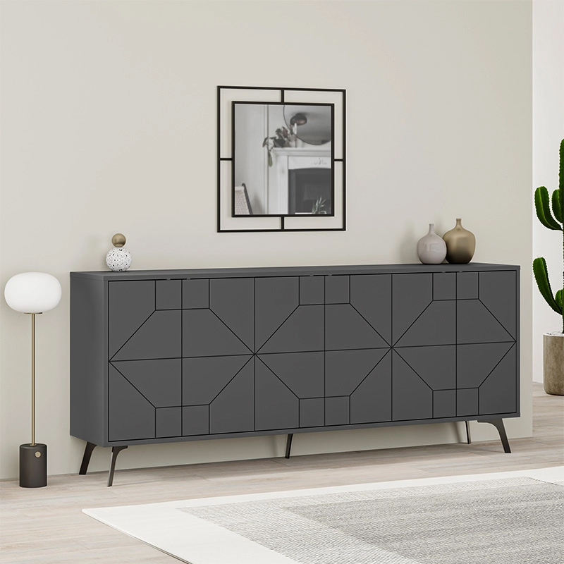 Μπουφές Βεργίνα 82 χρώμα ανθρακί 184x35x77,4εκ.