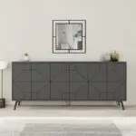Μπουφές Βεργίνα 82 χρώμα ανθρακί 184x35x77,4εκ. – εικόνα 3