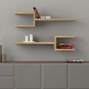 Ραφιέρα τοίχου Fork 2 τεμαχίων χρώμα sapphire oak 75×19,5×18εκ.