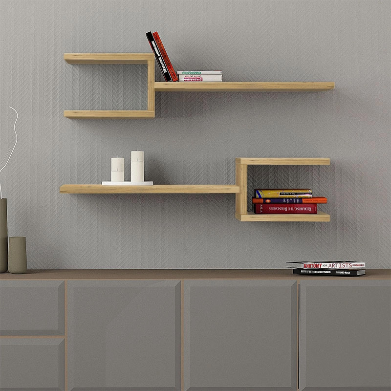 Ραφιέρα τοίχου Πάρος 45 2 τεμαχίων χρώμα sapphire oak 75x19,5x18εκ.