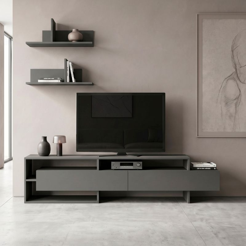 Έπιπλο τηλεόρασης Χάλκη 67 χρώμα ανθρακί 180x29,8x42εκ.