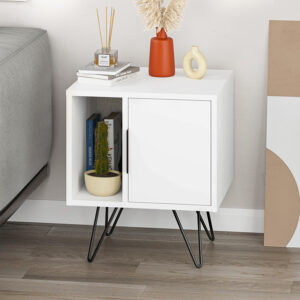 Κομοδίνο Glynn χρώμα λευκό 50,2x44,6x60εκ.