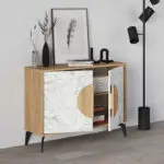 Μπουφές Σύμη 55 χρώμα sapphire oak – λευκό εφέ μαρμάρου 110×35,6×82εκ. – εικόνα 2