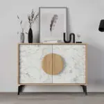 Μπουφές Σύμη 55 χρώμα sapphire oak – λευκό εφέ μαρμάρου 110×35,6×82εκ. – εικόνα 3