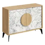 Μπουφές Σύμη 55 χρώμα sapphire oak – λευκό εφέ μαρμάρου 110×35,6×82εκ. – εικόνα 5