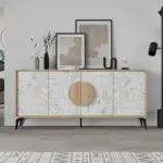Μπουφές Σύμη 55 χρώμα sapphire oak – λευκό εφέ μαρμάρου 180×35,6×82εκ. – εικόνα 3