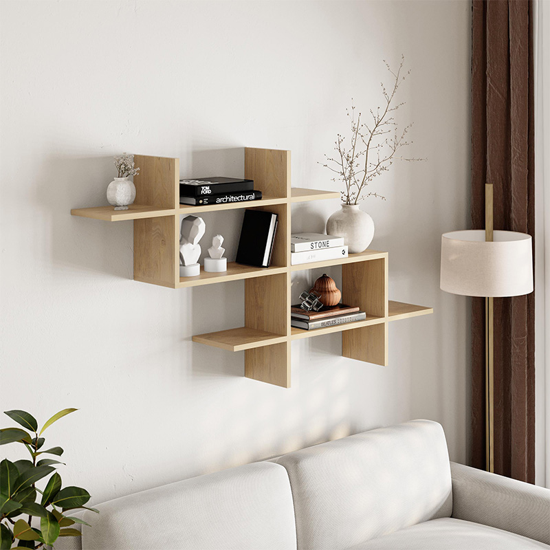 Ραφιέρα τοίχου Ζάκυνθος 80 χρώμα sapphire oak 150x22x82εκ.