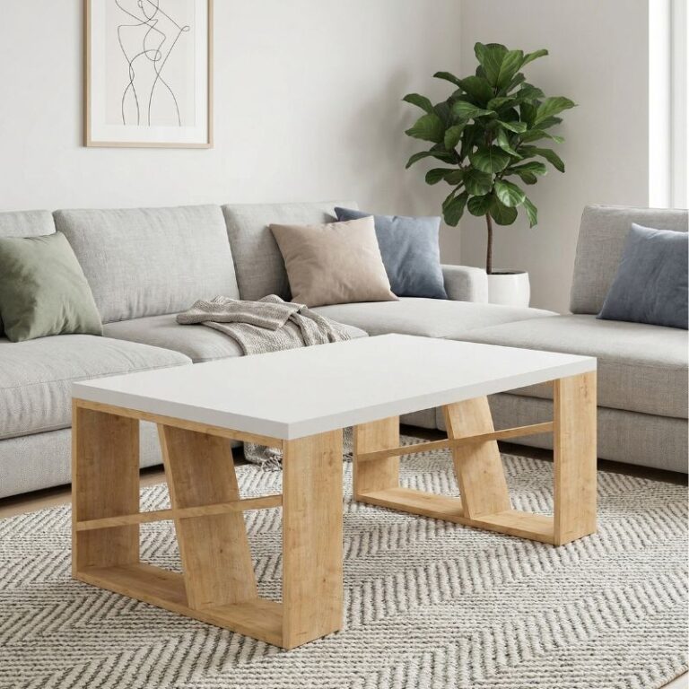 Τραπεζάκι σαλονιού Honey Megapap χρώμα sapphire oak – λευκό 105x60x40εκ.