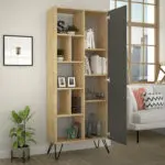 Βιβλιοθήκη Τήνος 71 χρώμα sapphire oak – ανθρακί 80,6×29,6×191εκ. – εικόνα 2