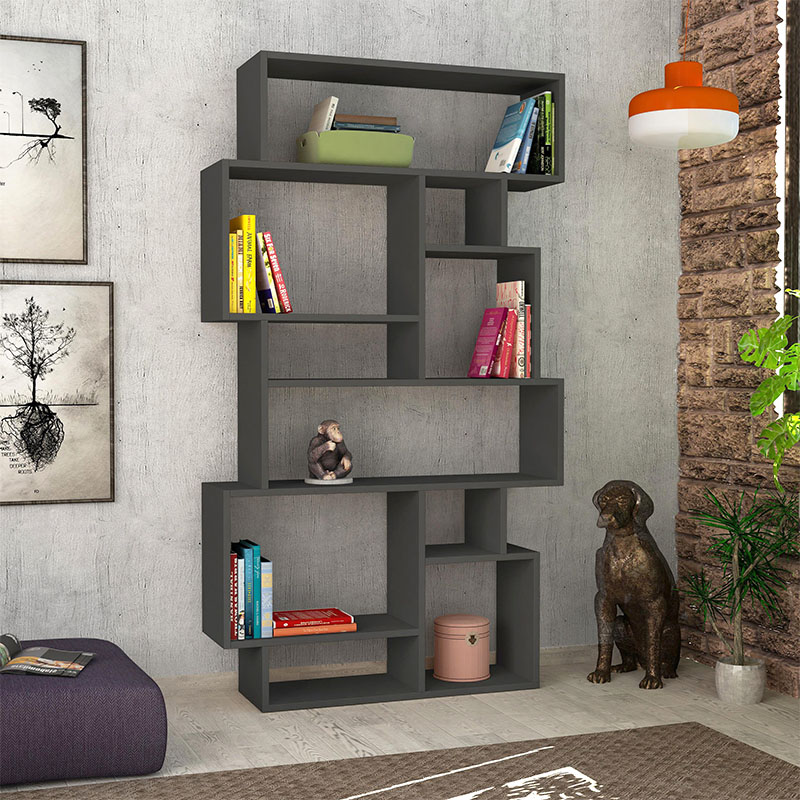 Βιβλιοθήκη Ολυμπία 32 χρώμα ανθρακί 96x25,5x168,5εκ.