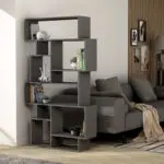 Βιβλιοθήκη Ολυμπία 32 χρώμα ανθρακί 96×25,5×168,5εκ. – εικόνα 2
