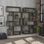 Βιβλιοθήκη Ολυμπία 32 χρώμα ανθρακί 96×25,5×168,5εκ. – εικόνα 3