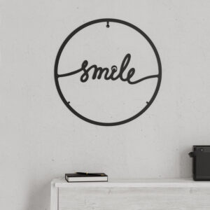 Διακοσμητικό τοίχου Smile μεταλλικό χρώμα μαύρο 45x2x45εκ.