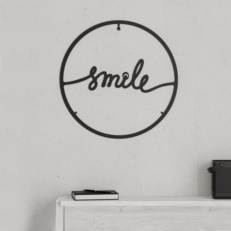 Διακοσμητικό τοίχου Smile μεταλλικό χρώμα μαύρο 45x2x45εκ.