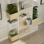 Βιβλιοθήκη Ψαρά 19 χρώμα λευκό – sapphire oak 120×25,3×171εκ. – εικόνα 2