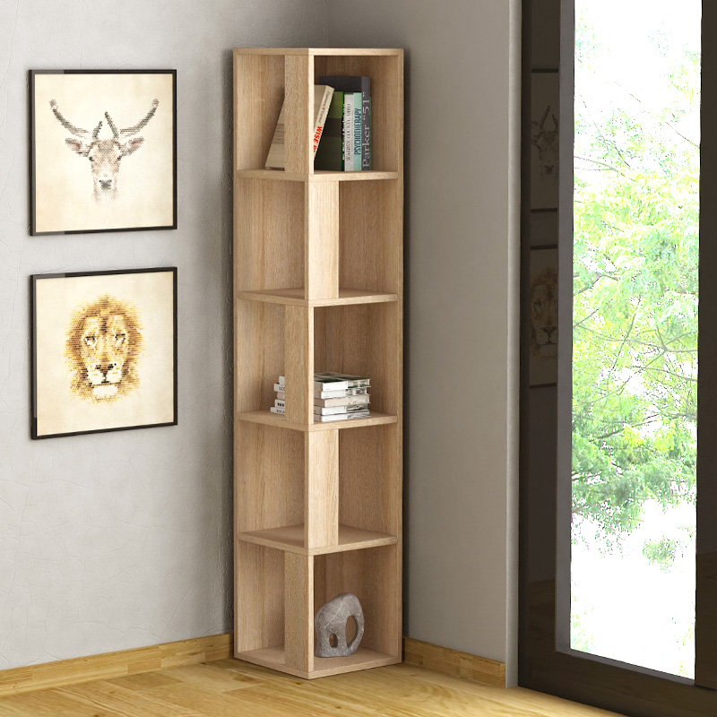 Βιβλιοθήκη γωνιακή Δήλος 68 χρώμα sapphire oak 31,4x31,4x158,9εκ.