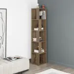 Βιβλιοθήκη γωνιακή Δήλος 68 χρώμα ανοιχτό καρυδί 31,4×31,4×158,9εκ.