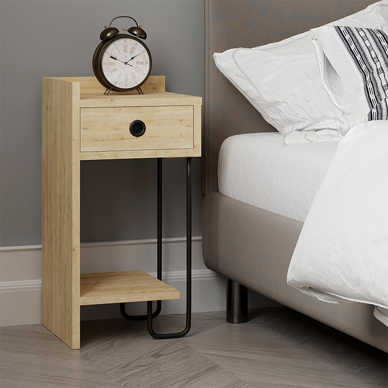 Κομοδίνο Ιθάκη 43 αριστερό χρώμα sapphire oak 32x30x61εκ.