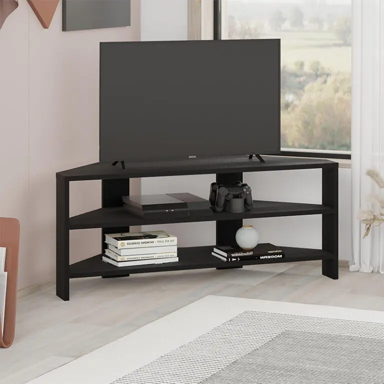 Έπιπλο τηλεόρασης γωνιακό Όλυμπος 79 χρώμα black wood 110x36x45εκ.