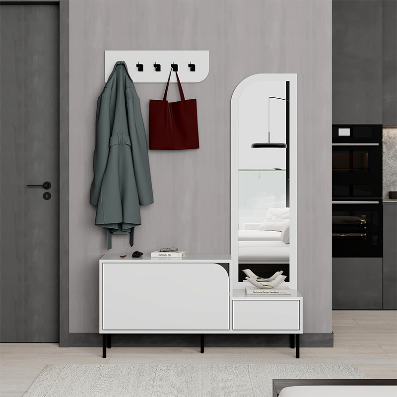 Έπιπλο εισόδου Δήλος 22 με κρεμάστρα χρώμα λευκό 120x37x171,6εκ.