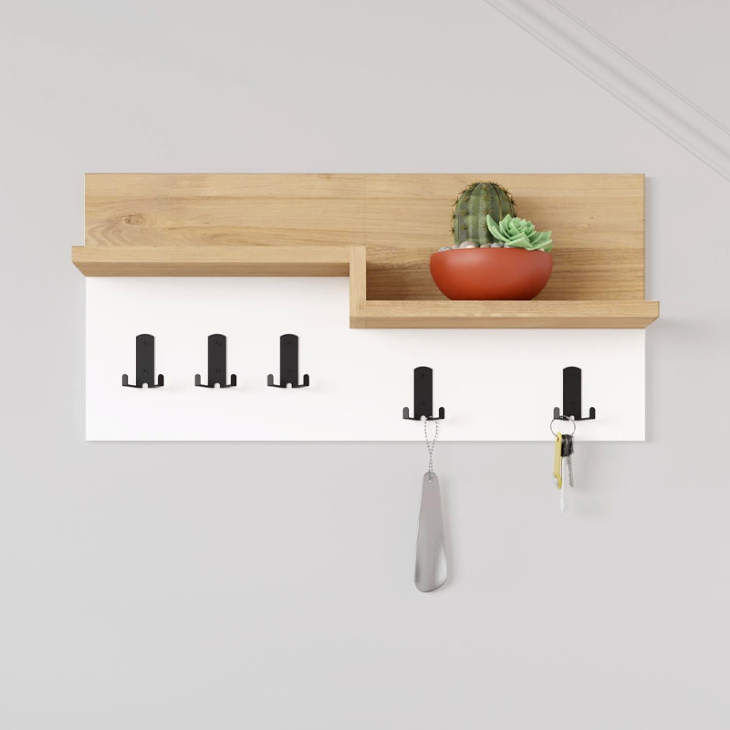 Κρεμάστρα τοίχου Πάρος 18 χρώμα sapphire oak - λευκό 65x15x31εκ.