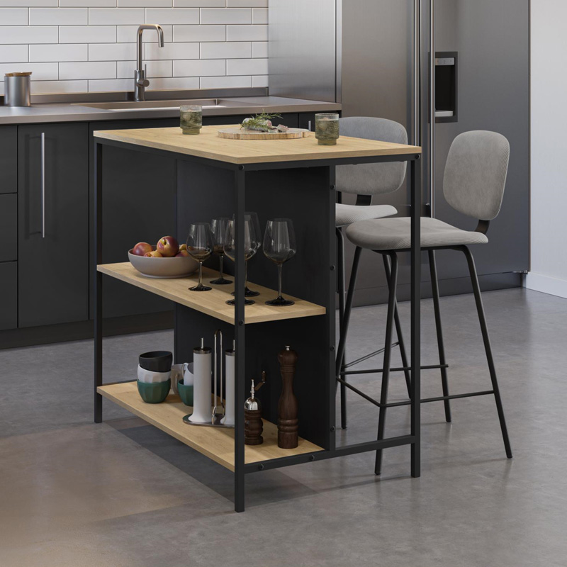 Τραπέζι μπαρ Νάξος 46 χρώμα sapphire oak - silky black 100x60x95εκ.
