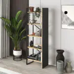 Βιβλιοθήκη Νάξος 46 χρώμα sapphire oak – silky black 58×35,2×175εκ.
