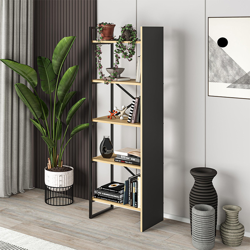 Βιβλιοθήκη Νάξος 46 χρώμα sapphire oak - silky black 58x35,2x175εκ.