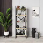 Βιβλιοθήκη Νάξος 46 χρώμα sapphire oak – silky black 58×35,2×175εκ. – εικόνα 2