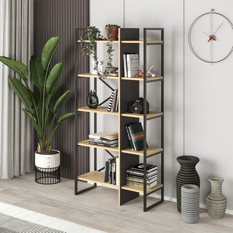 Βιβλιοθήκη Νάξος 46 χρώμα sapphire oak – silky black 87,5×35,2×175εκ.