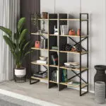 Βιβλιοθήκη Νάξος 46 χρώμα sapphire oak – silky black 143,5×35,2×175εκ.