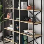 Βιβλιοθήκη Νάξος 46 χρώμα sapphire oak – silky black 143,5×35,2×175εκ. – εικόνα 2