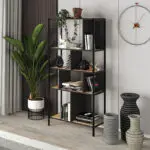 Βιβλιοθήκη Μετέωρα 48 χρώμα sapphire oak – silky black 88x35x175εκ.