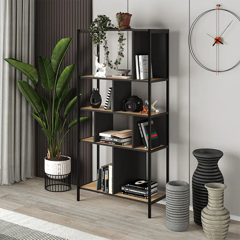 Βιβλιοθήκη Μετέωρα 48 χρώμα sapphire oak – silky black 88x35x175εκ.