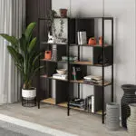 Βιβλιοθήκη Κύθηρα 91 χρώμα sapphire oak – silky black 144x35x175εκ.