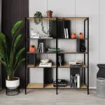 Βιβλιοθήκη Κύθηρα 91 χρώμα sapphire oak – silky black 144x35x175εκ. – εικόνα 2
