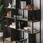 Βιβλιοθήκη Κύθηρα 91 χρώμα sapphire oak – silky black 144x35x175εκ. – εικόνα 3