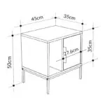 Κομοδίνο Σέριφος 42 χρώμα saphhire oak 45x35x50εκ. – εικόνα 7