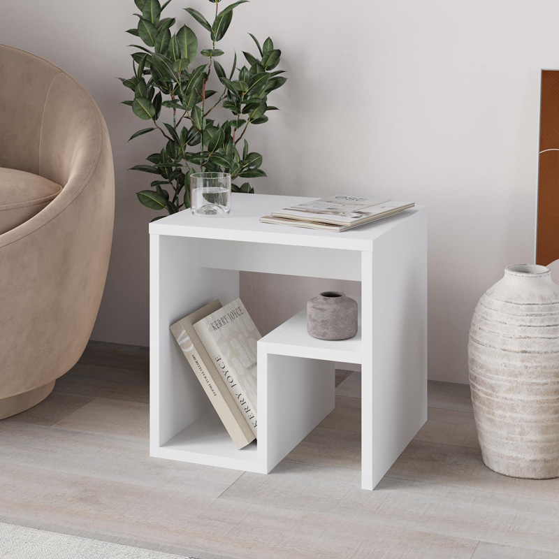 Τραπεζάκι βοηθητικό - Κομοδίνο Ολυμπία 28 χρώμα λευκό 40x35x40εκ.