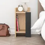 Κομοδίνο Πίνδος 97 αριστερό χρώμα saphhire oak – silky black 30×31,7×55εκ. – εικόνα 2