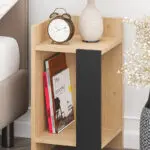 Κομοδίνο Πίνδος 97 αριστερό χρώμα saphhire oak – silky black 30×31,7×55εκ. – εικόνα 3