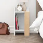 Κομοδίνο Πίνδος 97 αριστερό χρώμα λευκό – saphhire oak 30×31,7×55εκ. – εικόνα 2
