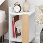 Κομοδίνο Πίνδος 97 αριστερό χρώμα λευκό – saphhire oak 30×31,7×55εκ. – εικόνα 3