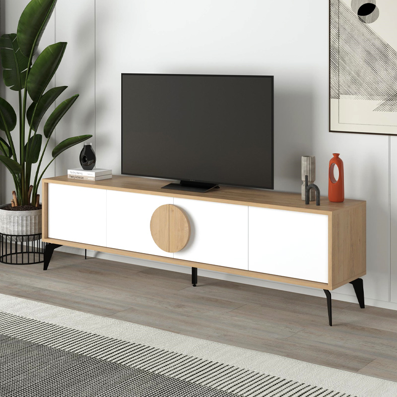 Έπιπλο τηλεόρασης Σύμη 55 χρώμα sapphire oak - λευκό 180x35,6x51εκ.