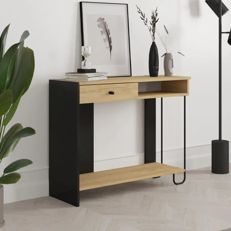Κονσόλα Ιθάκη 43 χρώμα sapphire oak – silky black 100x35x79εκ.
