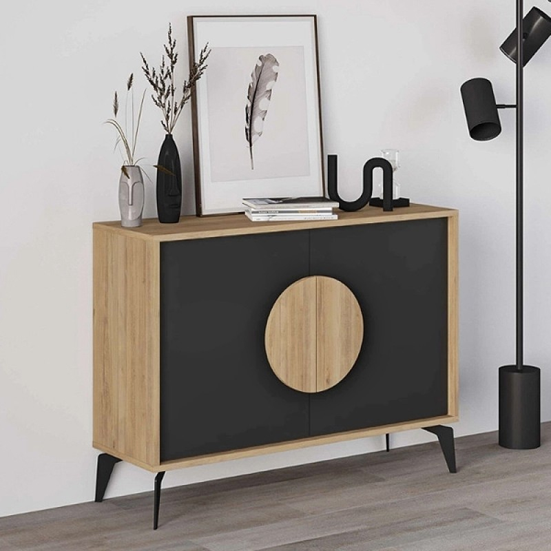 Μπουφές Σύμη 55 χρώμα sapphire oak - silky black 110x40x82εκ.