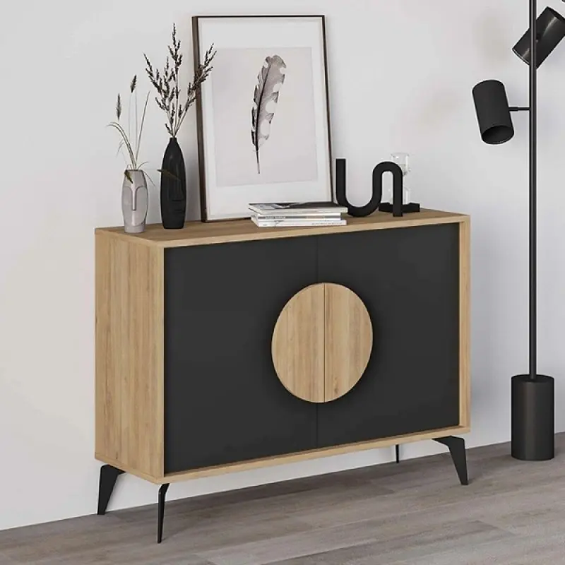 Μπουφές Σύμη 55 χρώμα sapphire oak – silky black 110x40x82εκ.