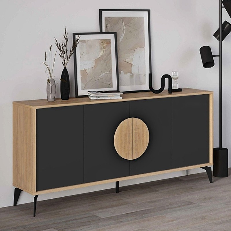Μπουφές Σύμη 55 χρώμα sapphire oak - silky black 180x40x82εκ.